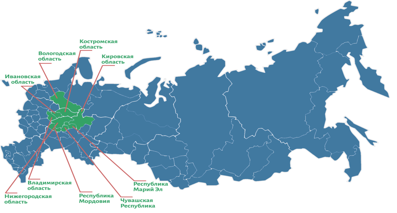 Карта костромской и кировской области